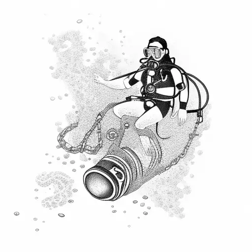 A scuba diver breaking free of a chain  tattoo design idea
