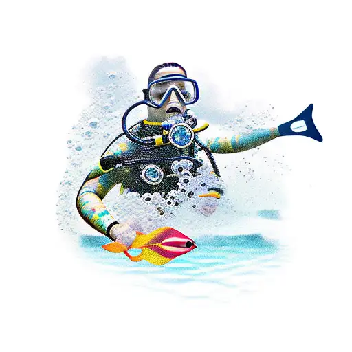 Scuba diver self discovery tattoo design idea
