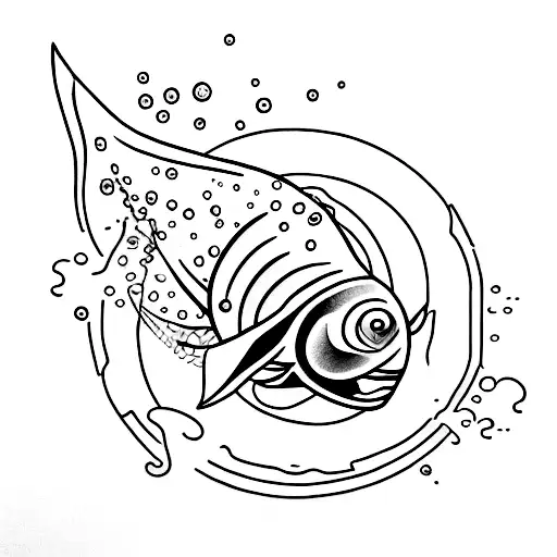 A minimalist tattoo of a scuba diver exploring a Pink Floyd-inspired underwater world tattoo design idea