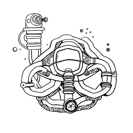 A scuba diver breaking free of a chain in a cosmic setting tattoo design idea