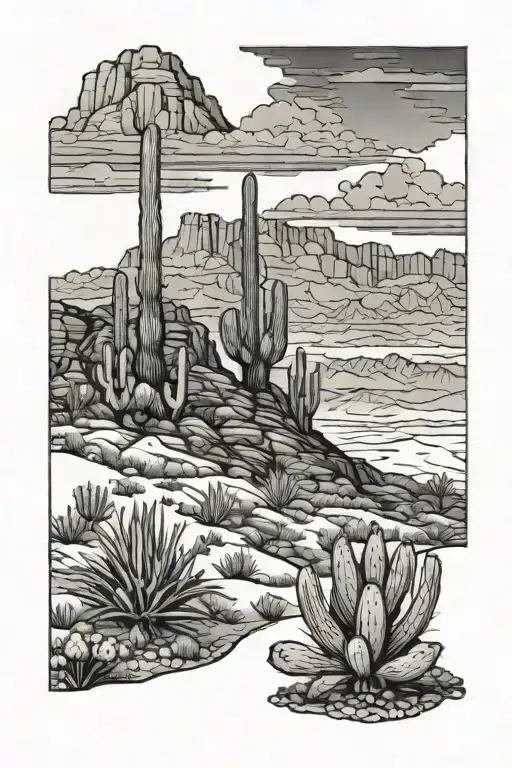 sonoran desert scene tattoo design idea