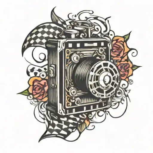 film strip winding tattoo design idea