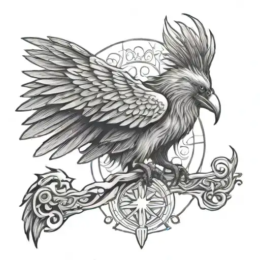 odin ravens tattoo design idea