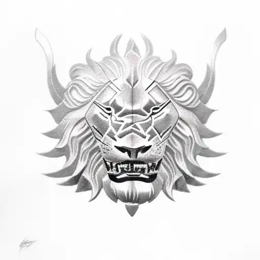 spartans fighting alongside lion tattoo design idea