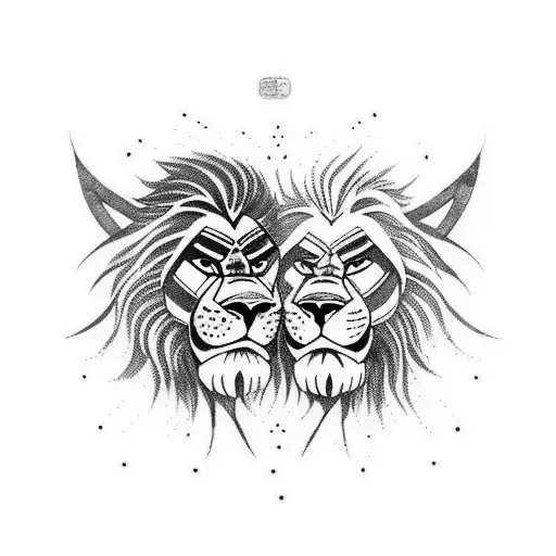 spartans fighting alongside lion tattoo design idea