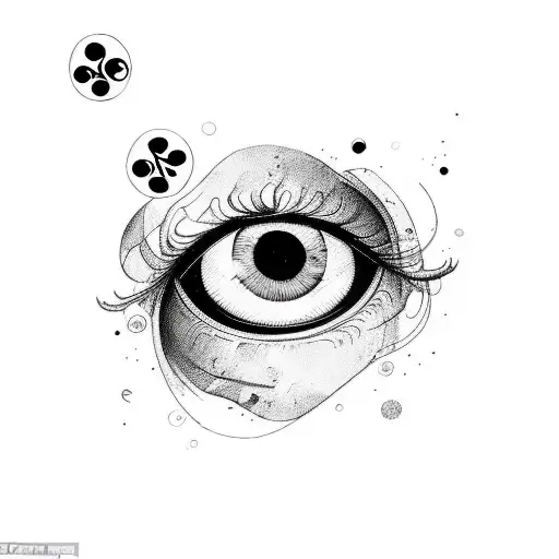 The eye is seeking for the thrill by playing and gambling with his own life and tears falling to a abstract ground  tattoo design idea