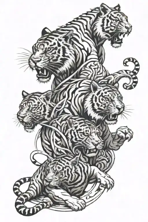 Spartan and tiger tattoo design idea