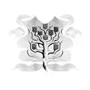 Viking life tree with runestones in the braches and roots tattoo design idea