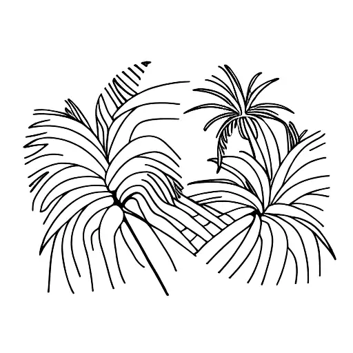 palm trees hammock beach ocean sunset tattoo design idea