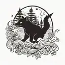 A tattoo featuring a whimsical scene from a beloved childhood movie, incorporating elements of Japanese culture and anime aesthetics. tattoo design idea