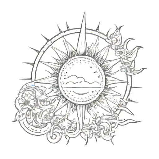 Sun with the word SONNE tattoo design idea