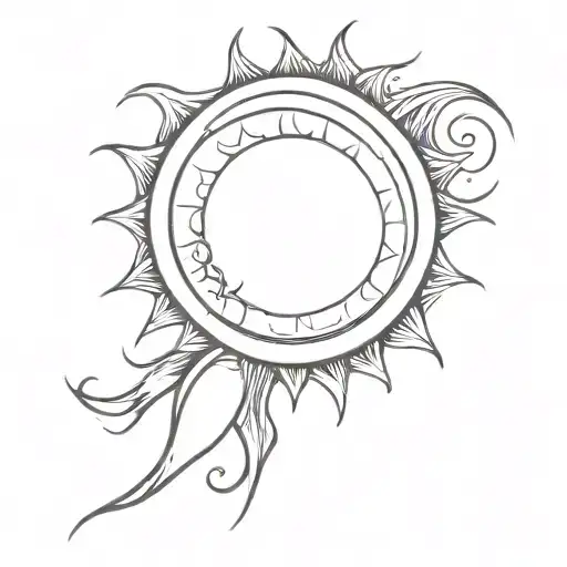 Sun with the word SONNE tattoo design idea