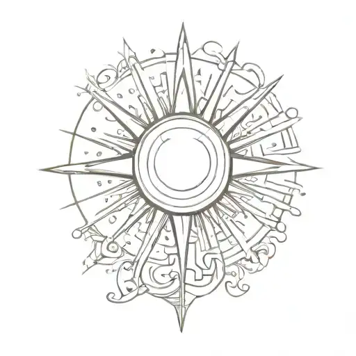 Sun rays with the word SONNE tattoo design idea