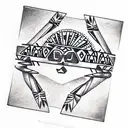 Aztec bracelet from wrist to elbow with geometric elements tattoo design idea