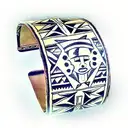 Aztec bracelet from wrist to elbow with geometric elements tattoo design idea