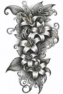 leg vine wrap with lily flowers intertwined tattoo design idea