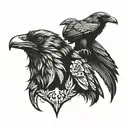 raven and wolf head tattoo design idea
