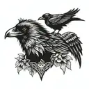 raven and wolf head tattoo design idea