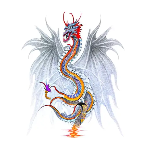 Tattoo Colour Back of Fancy Snake Dragon tattoo design idea