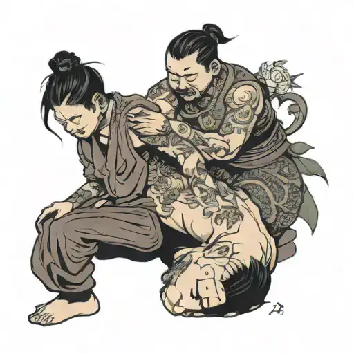 /imagine prompt: A Thai woman massaging a man lying face down. --ar 2:3 --v 6.0 tattoo design idea