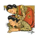 /imagine prompt: A Thai woman massaging a man lying face down. --ar 2:3 --v 6.0 tattoo design idea