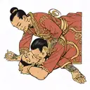 /imagine prompt: A Thai woman massaging a man lying face down. --ar 2:3 --v 6.0 tattoo design idea