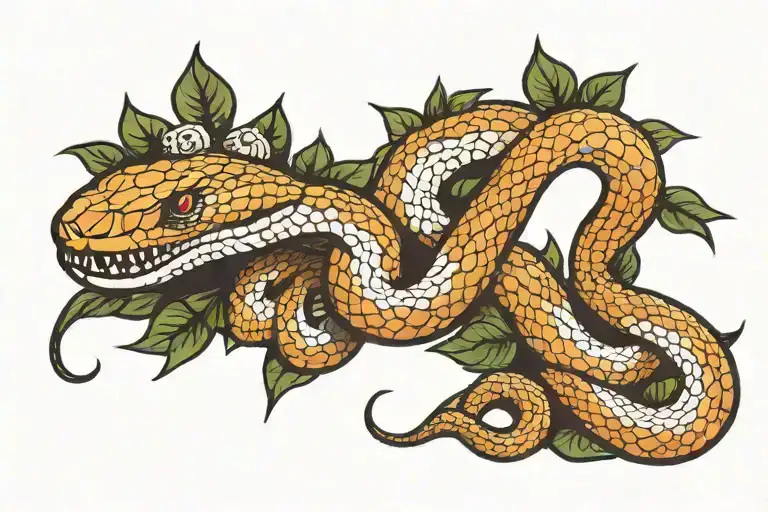 snake wrapped around get rich or die sliming  tattoo design idea