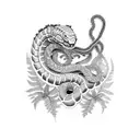 fern with snake tattoo design idea