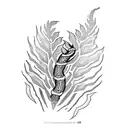 fern with snake tattoo design idea