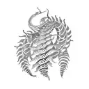 fern with snake tattoo design idea