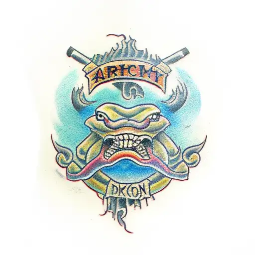 Ancient pit viper demon tattoo design idea