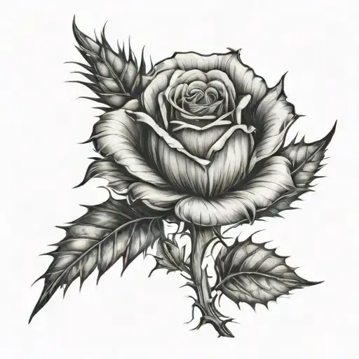 rose and thistle tattoo design idea