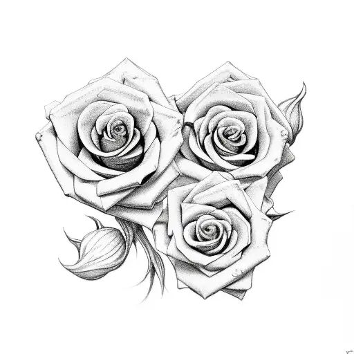 two intertwined roses, one representing Maya and the other representing Lotta, burning clef tattoo design idea
