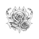 A blackwork tattoo of two intertwined roses, one representing Maya and the other representing Lotta tattoo design idea