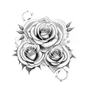A blackwork tattoo of two intertwined roses, one representing Maya and the other representing Lotta tattoo design idea