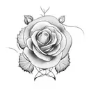 A blackwork tattoo of two intertwined roses, one representing Maya and the other representing Lotta tattoo design idea