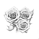 two intertwined roses, one representing Maya and the other representing Lotta, burning clef tattoo design idea