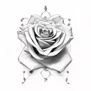 two intertwined roses, one representing Maya and the other representing Lotta, burning clef tattoo design idea