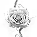 two intertwined roses, one representing Maya and the other representing Lotta, burning clef tattoo design idea