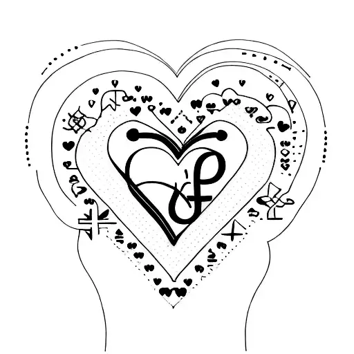 A minimalist tattoo of a heart with the lyrics 'you are in love' by Taylor Swift incorporated into the design tattoo design idea