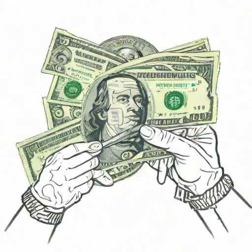 ski mask taking a bite out of a handful of money tattoo design idea