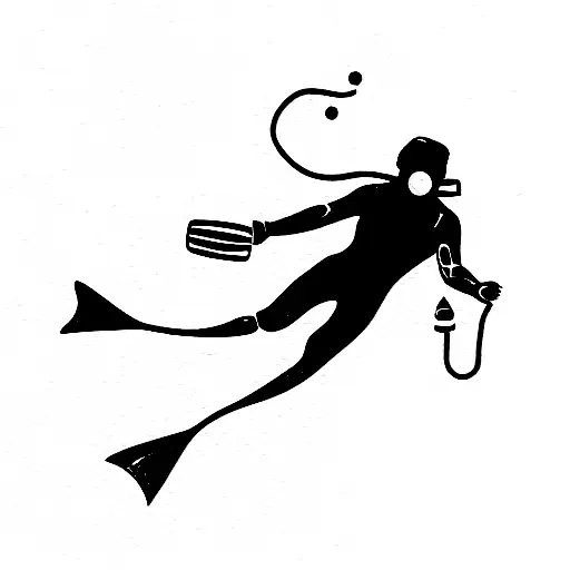 scuba diver with corals  tattoo design idea
