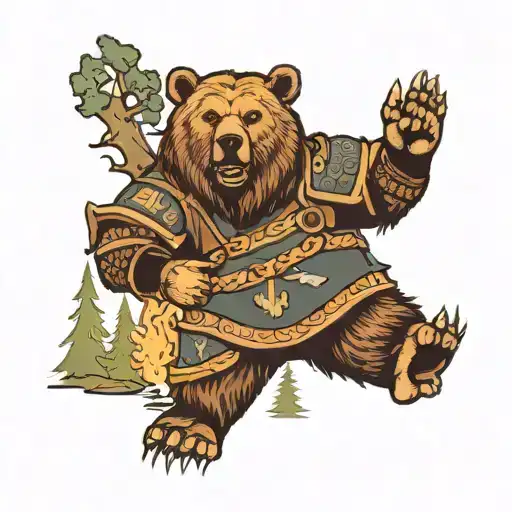 bear viking norse trees landscape tattoo design idea