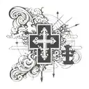shading sky with the words Bishop and a cross next to it tattoo design idea