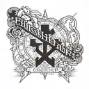 shading sky with the words Bishop and a cross next to it tattoo design idea