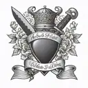 dagger and heart with 3 names banner and the words he who has a why to live for can bear any how  tattoo design idea