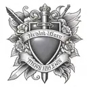 dagger and heart with 3 names banner and the words he who has a why to live for can bear any how  tattoo design idea