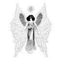 female guardian angel tattoo design idea