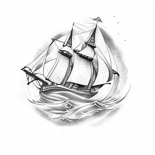 A kraken sinking a brigantine sailing ship  tattoo design idea