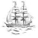 A kraken sinking a brigantine sailing ship  tattoo design idea